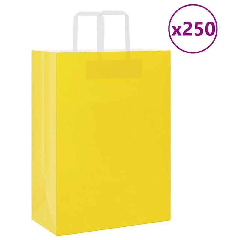 Afbeelding laden in galerijviewer, Vidaxl papieren zakken 250 st met hengsels 32x17x44 cm geel

