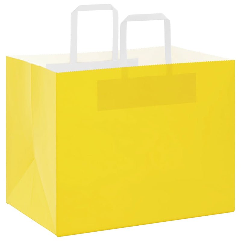Afbeelding laden in galerijviewer, Vidaxl papieren zakken 250 st met hengsels 32x22x24 cm geel
