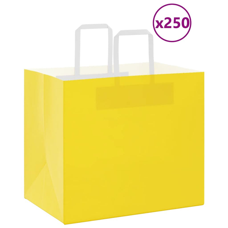 Afbeelding laden in galerijviewer, Vidaxl papieren zakken 250 st met hengsels 32x22x28 cm geel
