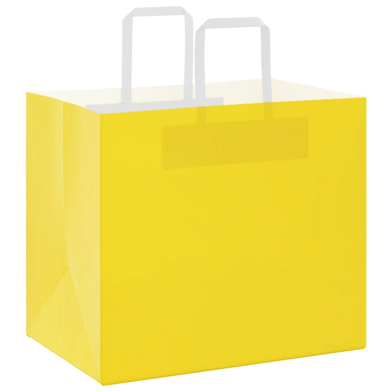 Afbeelding laden in galerijviewer, Vidaxl papieren zakken 250 st met hengsels 32x22x28 cm geel
