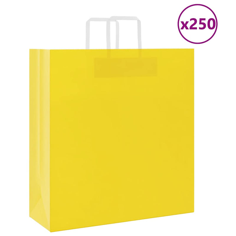 Afbeelding laden in galerijviewer, Vidaxl papieren zakken 250 st met hengsels 45x17x48 cm geel
