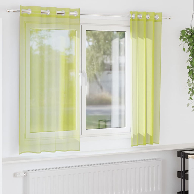 ギャラリービューアに画像をロードする, Vidaxl gordijnen voile met doorvoertules 2 st 140x175 cm appelgroen
