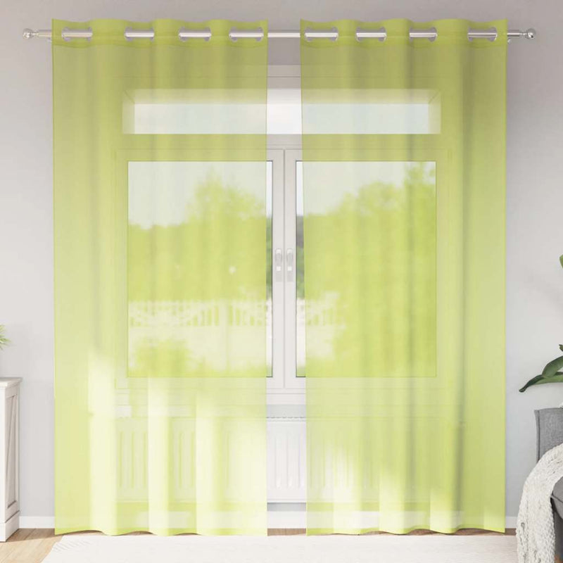 ギャラリービューアに画像をロードする, Vidaxl gordijnen voile met doorvoertules 2 st 140x225 cm appelgroen
