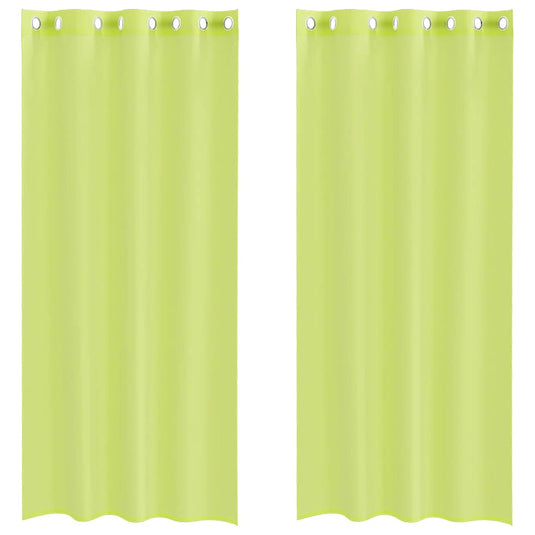 Vidaxl gordijnen voile met doorvoertules 2 st 140x245 cm appelgroen