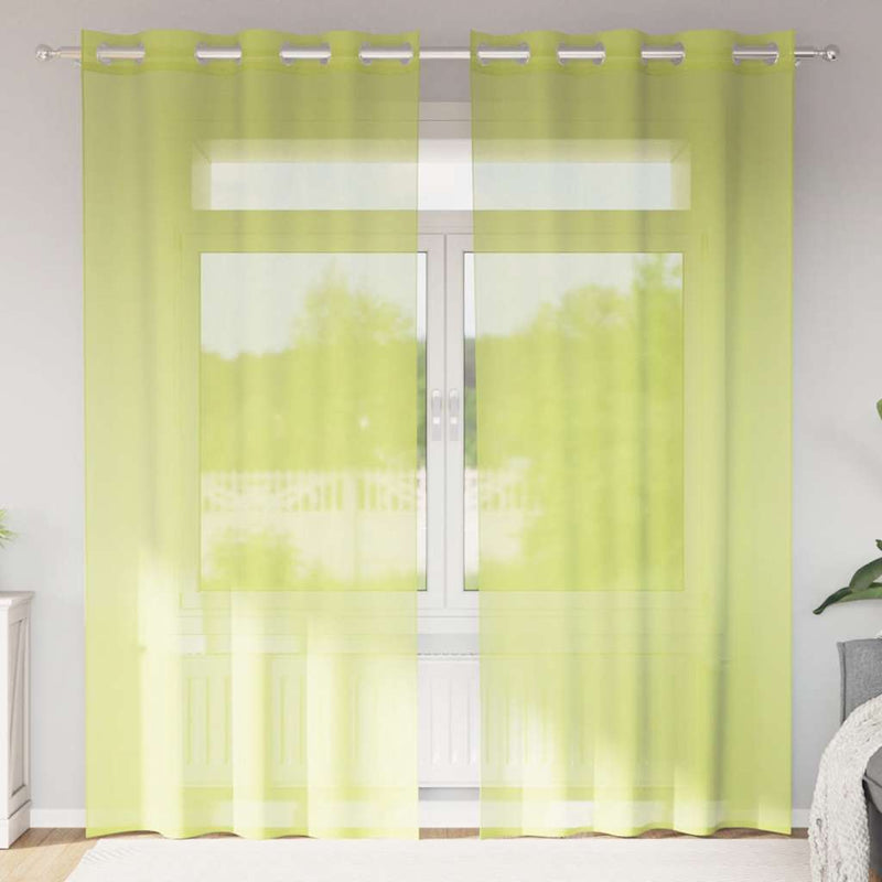 ギャラリービューアに画像をロードする, Vidaxl gordijnen voile met doorvoertules 2 st 140x245 cm appelgroen
