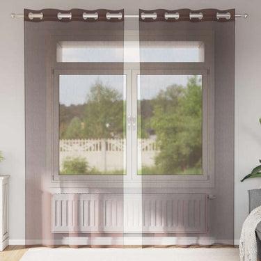 Vidaxl gordijnen voile met doorvoertules 2 st 140x225 cm bruin