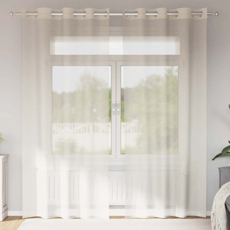 ギャラリービューアに画像をロードする, Vidaxl gordijnen voile met doorvoertules 2 st 140x225 cm crèmekleurig

