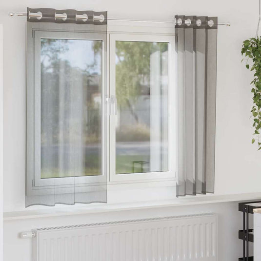 Vidaxl gordijnen voile met doorvoertules 2 st 140x175 cm donkergrijs