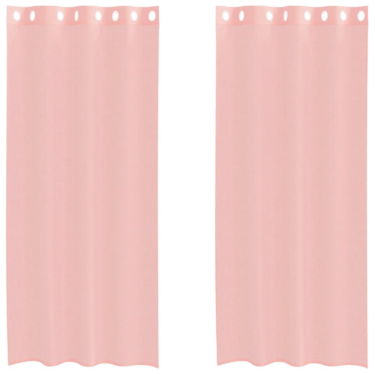 Vidaxl gordijnen met doorvoertules 2 st 140x225 cm roze