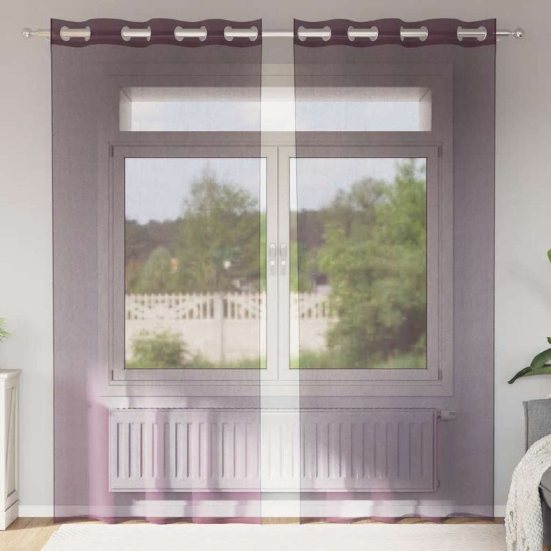 Chargez l'image dans la visionneuse de la galerie, Vidaxl gordijnen voile met doorvoertules 2 st 140x225 cm paars
