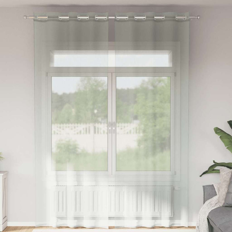 Afbeelding laden in galerijviewer, Vidaxl gordijnen voile met doorvoertules 2 st 140x260 cm lichtgrijs
