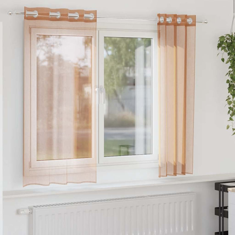 Afbeelding laden in galerijviewer, Vidaxl gordijnen voile met doorvoertules 2 st terracotta
