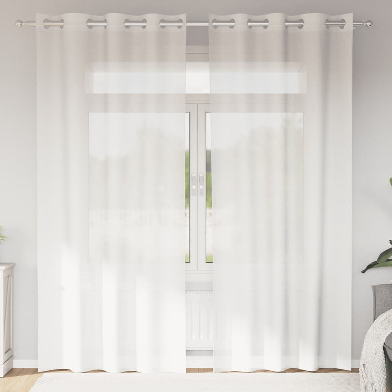 Chargez l'image dans la visionneuse de la galerie, Vidaxl gordijnen voile met doorvoertules 2 st wit
