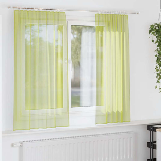 Vidaxl gordijnen voile met roedezakken 2 st appelgroen