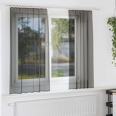 Vidaxl gordijnen voile met roedezakken 2 st zwart