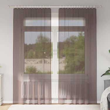 Vidaxl gordijnen voile met roedezakken 2 st bruin