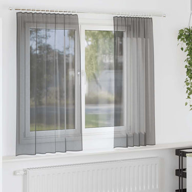 Vidaxl gordijnen voile met roedezakken 2 st donkergrijs