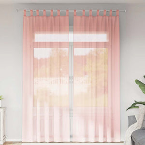 Vidaxl gordijnen voile met roedezakken 2 st roze