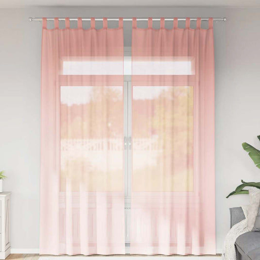 Vidaxl gordijnen voile met roedezakken 2 st roze