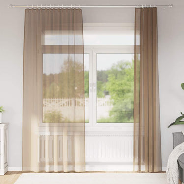 Vidaxl gordijnen voile met roedezakken 2 st lichtbruin