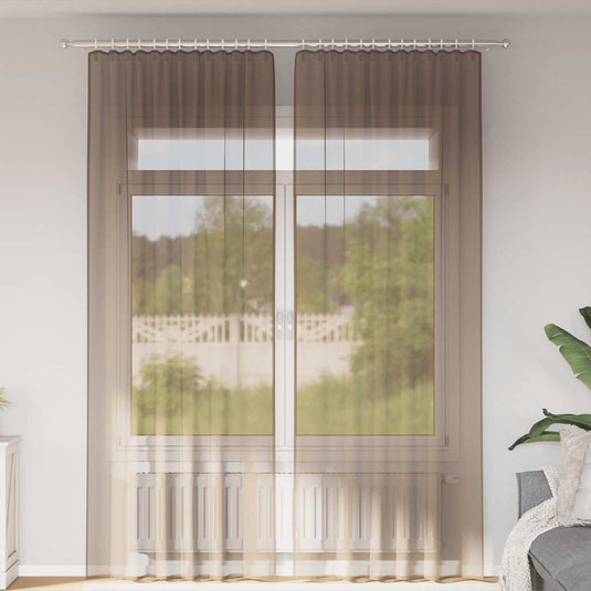 Vidaxl gordijnen voile met roedezakken 2 st lichtbruin