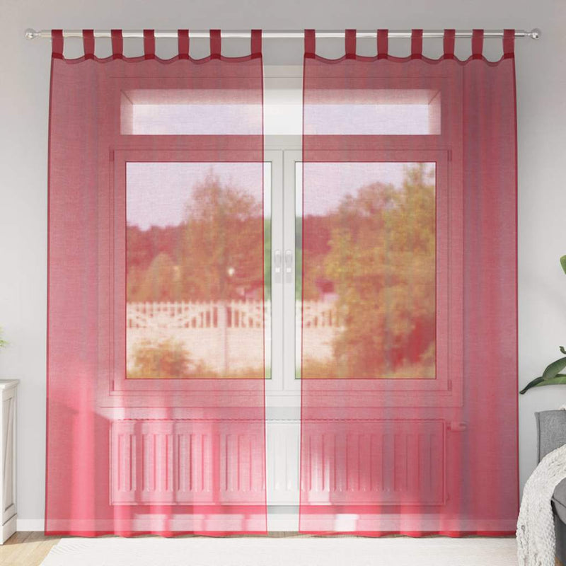 ギャラリービューアに画像をロードする, Vidaxl gordijnen voile met roedezakken 2 st wijnrood
