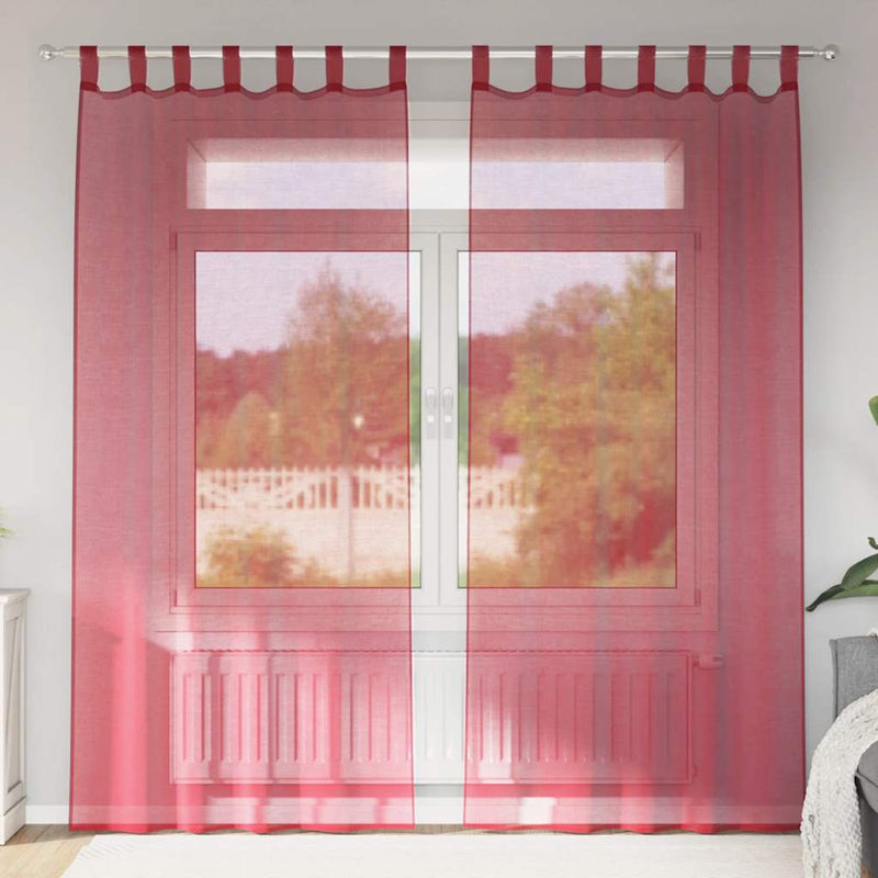 ギャラリービューアに画像をロードする, Vidaxl gordijnen voile met roedezakken 2 st wijnrood
