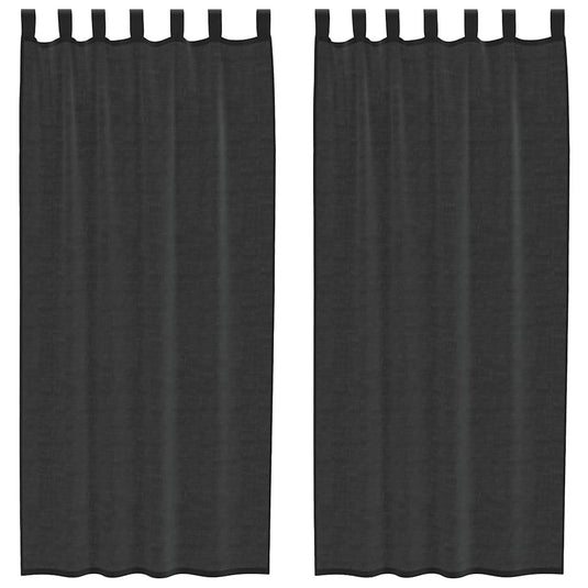Vidaxl gordijnen voile met tab top 2 st zwart