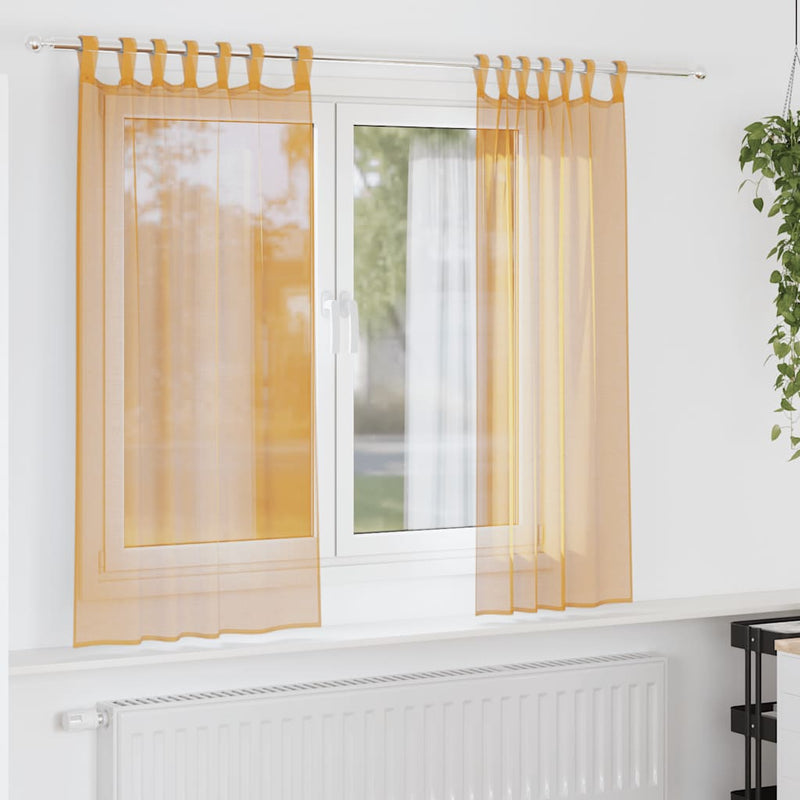 Chargez l'image dans la visionneuse de la galerie, Vidaxl gordijnen voile met lussen 2 st 140x175 cm oranje
