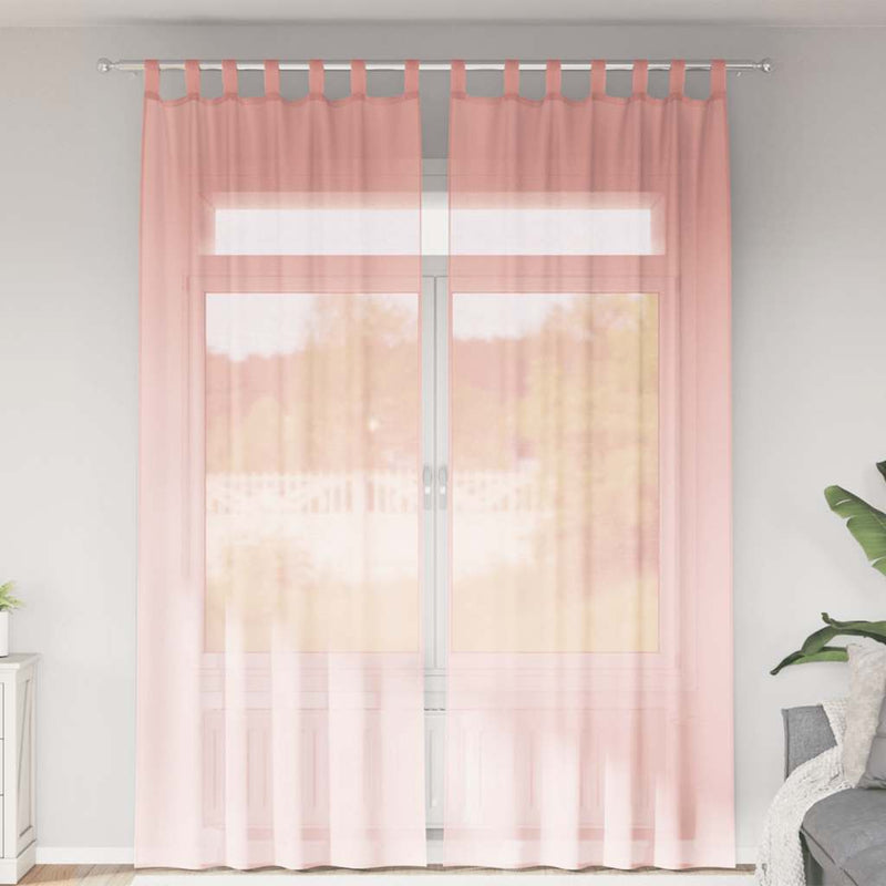 Afbeelding laden in galerijviewer, Vidaxl gordijnen voile met lussen 2 st 140x260 cm roze
