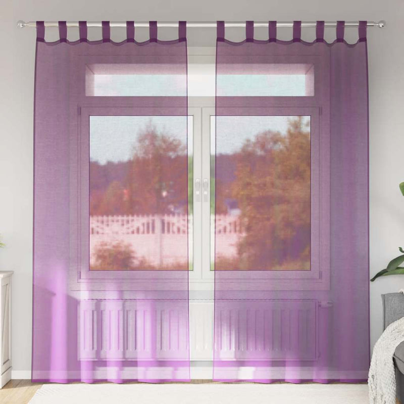 ギャラリービューアに画像をロードする, Vidaxl gordijnen voile met lussen 2 st 140x225 cm paars
