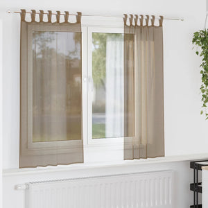 Vidaxl gordijnen voile met lussen 2 st 140x140 cm lichtbruin