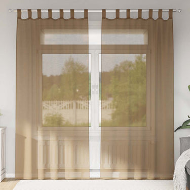 Vidaxl gordijnen voile met lussen 2 st 140x225 cm lichtbruin