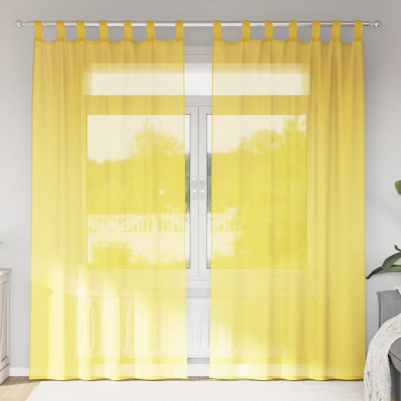 Afbeelding laden in galerijviewer, Vidaxl gordijnen met lussen 2 st 140x245 cm geel
