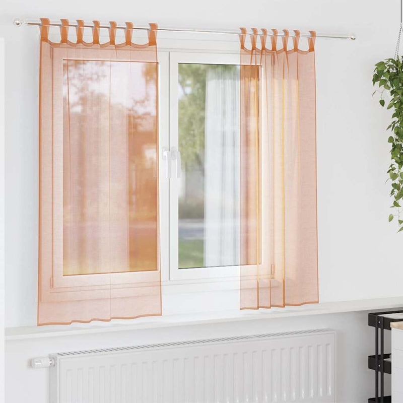 Chargez l'image dans la visionneuse de la galerie, Vidaxl gordijnen voile met lussen 2 st terracotta 140x175 cm
