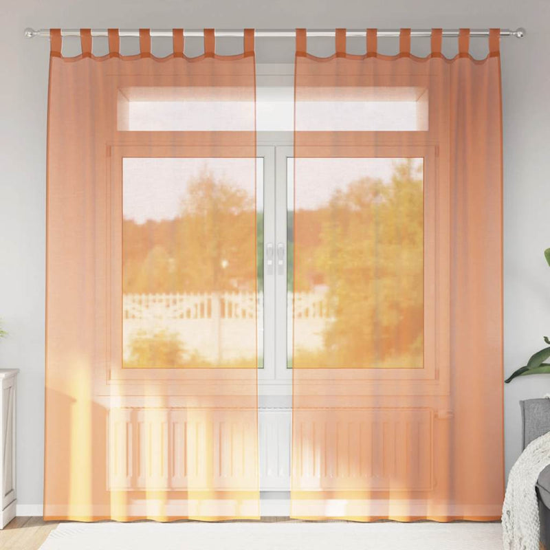 Chargez l'image dans la visionneuse de la galerie, Vidaxl gordijnen voile met lussen 2 st terracotta 140x225 cm
