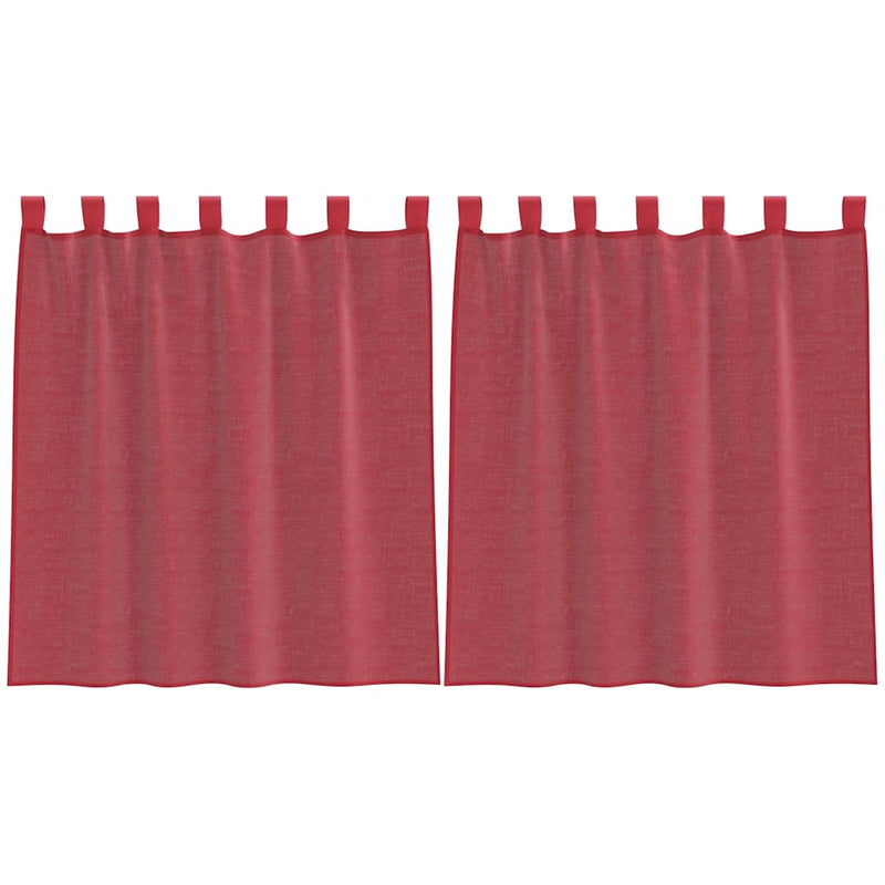 Afbeelding laden in galerijviewer, Vidaxl gordijnen voile met lussen 2 st 140x140 cm wijnrood
