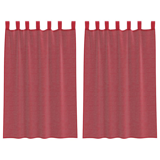 Vidaxl gordijnen voile met lussen 2 st 140x175 cm wijnrood