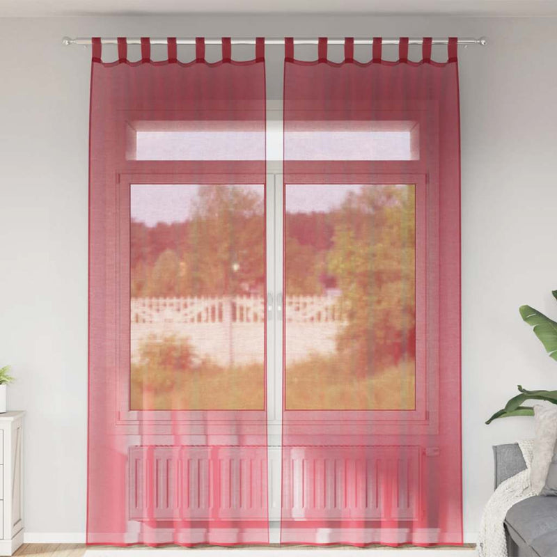 Chargez l'image dans la visionneuse de la galerie, Vidaxl gordijnen met lussen 2 st 140x260 cm wijnrood
