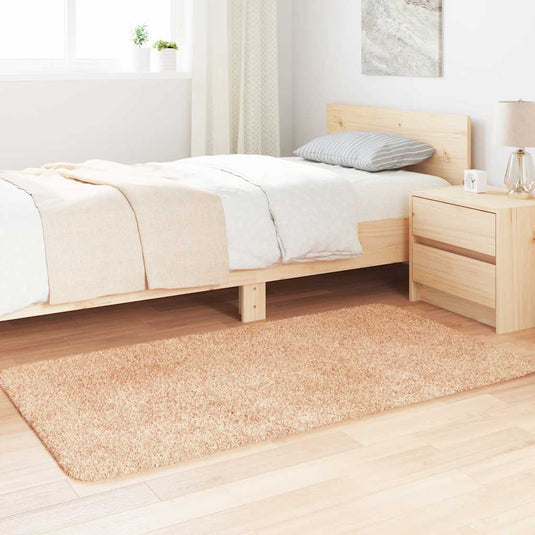 Vidaxl hoogpolig vloerkleed navarra 80x150 cm polyester beige