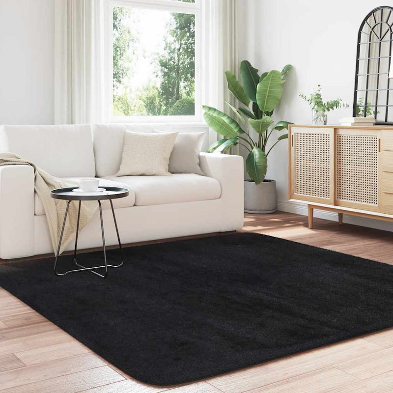 Afbeelding laden in galerijviewer, Vidaxl hoogpolig vloerkleed navarra 200x200 cm polyester zwart
