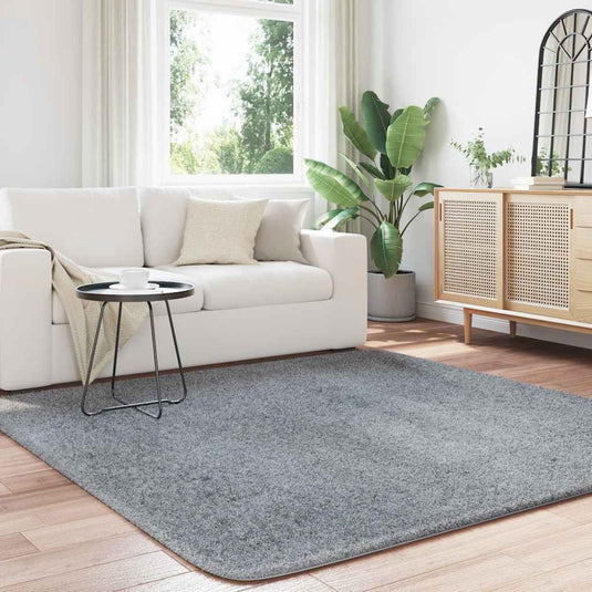Vidaxl hoogpolig vloerkleed navarra 200x200 cm polyester lichtgrijs