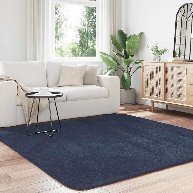 Afbeelding laden in galerijviewer, Vidaxl hoogpolig vloerkleed navarra 200x200 cm polyester marineblauw
