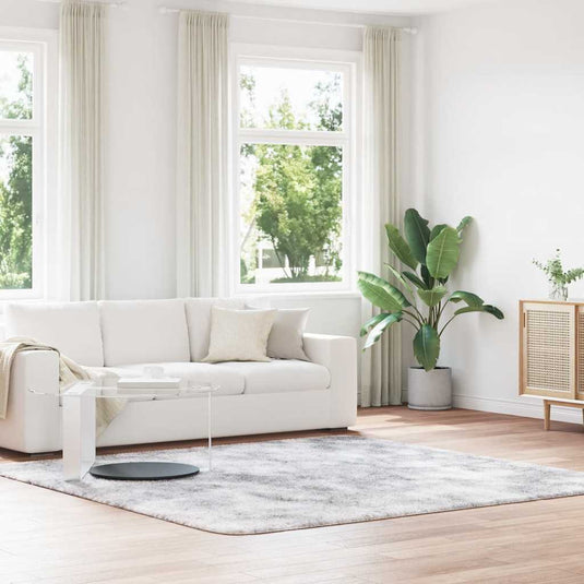 Vidaxl hoogpolig vloerkleed navarra 240x240 cm polyester zilvergrijs