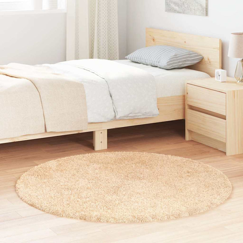 Afbeelding laden in galerijviewer, Vidaxl hoogpolig vloerkleed navarra 120x120 cm polyester beige
