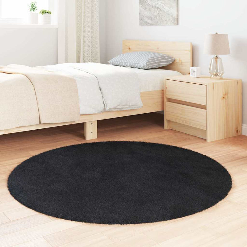 Afbeelding laden in galerijviewer, Vidaxl hoogpolig vloerkleed navarra 120x120 cm polyester zwart
