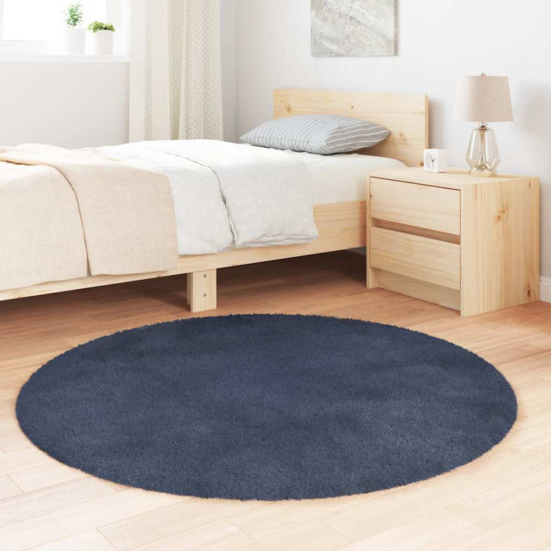 Afbeelding laden in galerijviewer, Vidaxl hoogpolig vloerkleed navarra 120x120 cm polyester marineblauw
