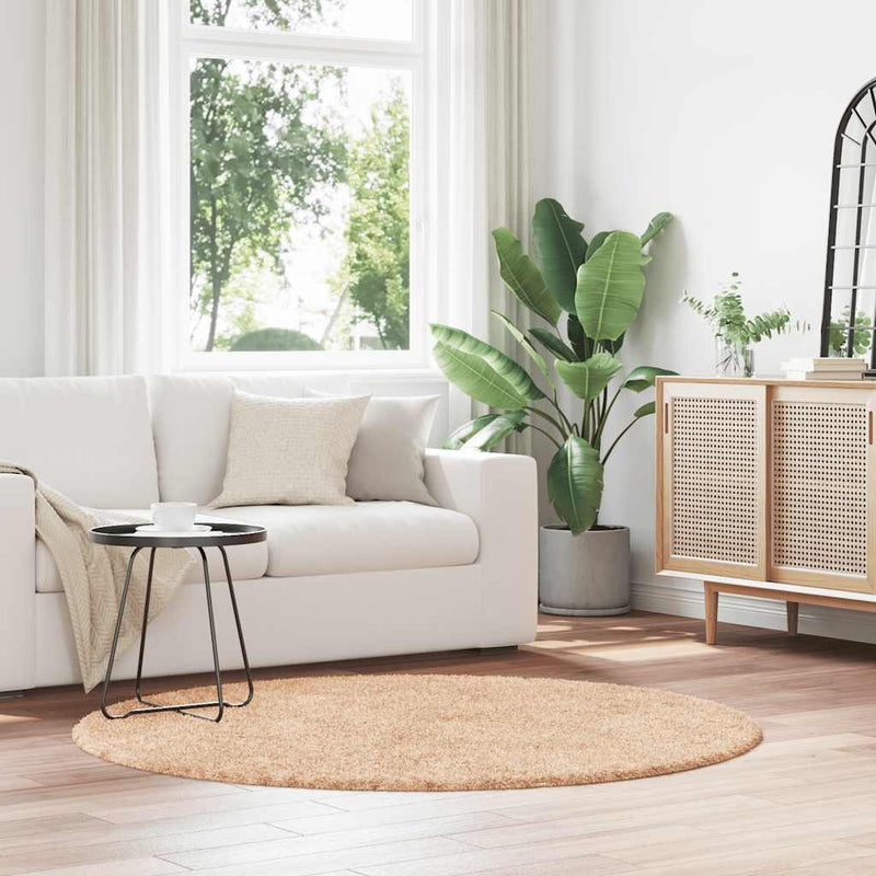 Afbeelding laden in galerijviewer, Vidaxl hoogpolig vloerkleed navarra 160x160 cm polyester beige

