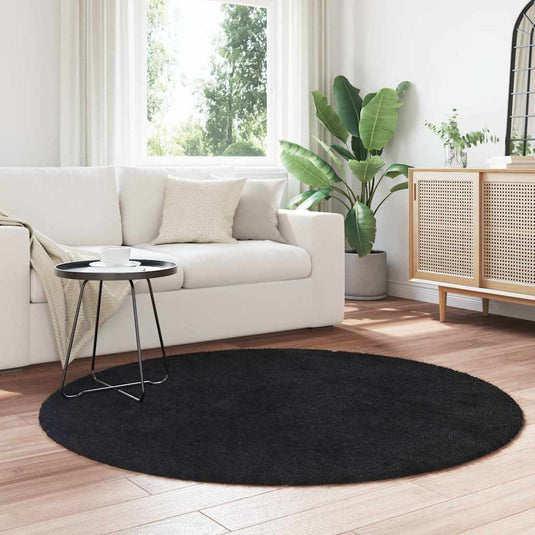 Vidaxl hoogpolig vloerkleed navarra 160x160 cm polyester zwart