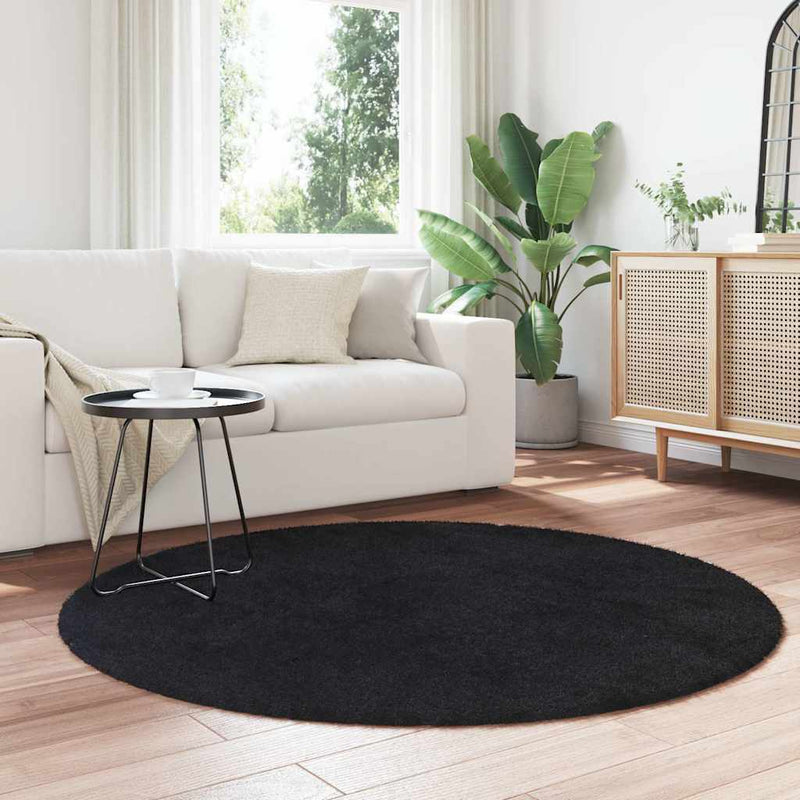 Afbeelding laden in galerijviewer, Vidaxl hoogpolig vloerkleed navarra 160x160 cm polyester zwart
